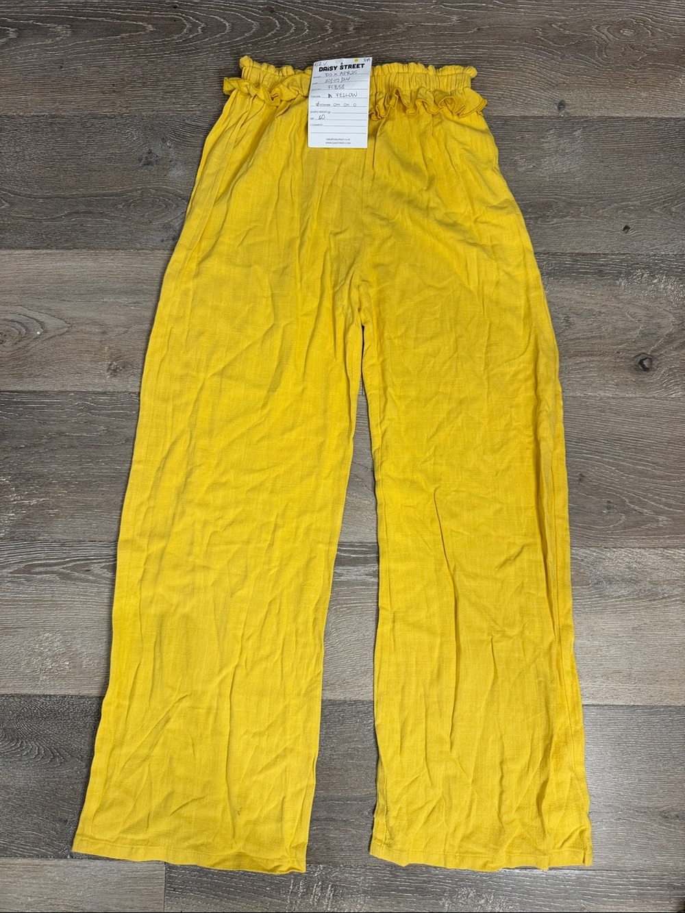 Daisy Street Sunny Street Women's Golden Yellow Wide-Leg Paperbag Pants 1247